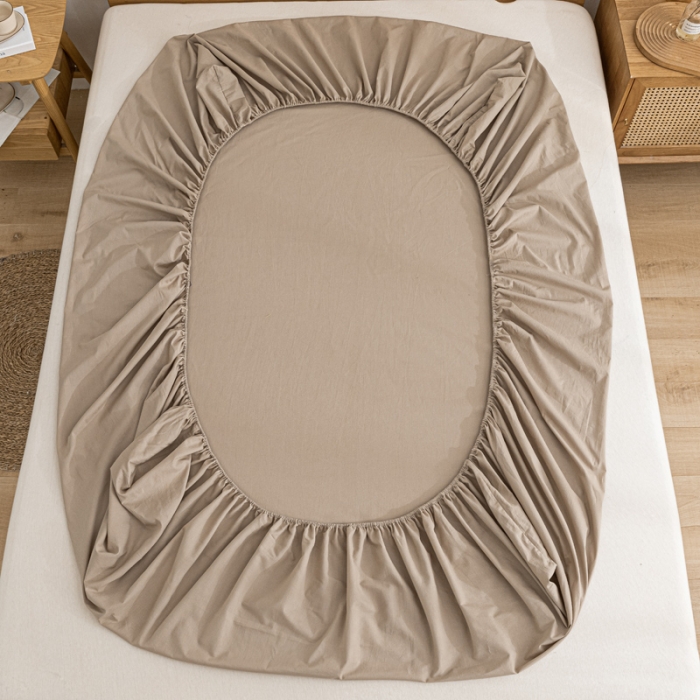 91家纺网 家纺一手货源 找家纺 蓝巢 2022新款全棉色织水洗棉单床笠 卡其