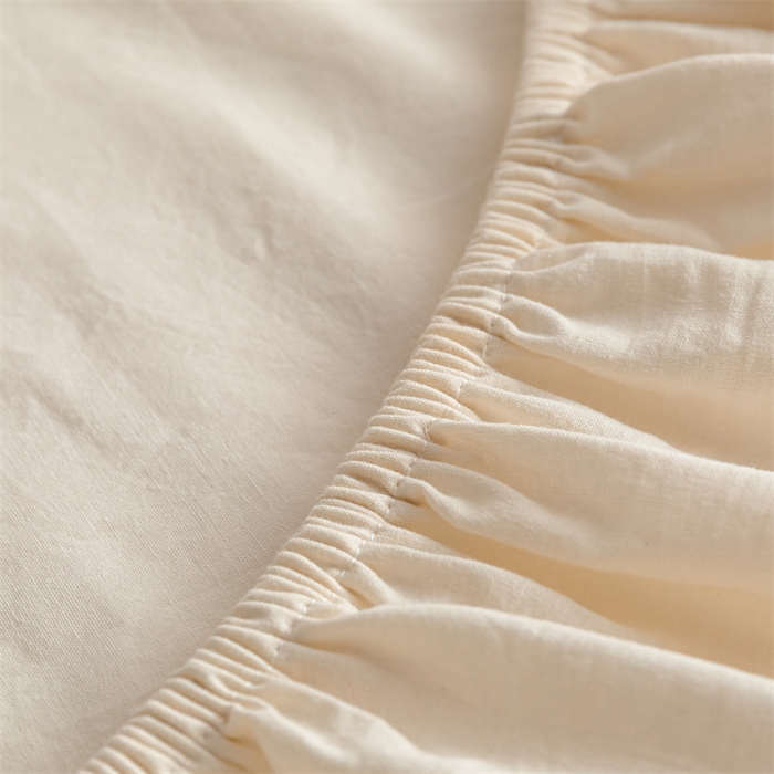 91家纺网 家纺一手货源 找家纺 蓝巢 2022新款全棉色织水洗棉单床笠 奶白