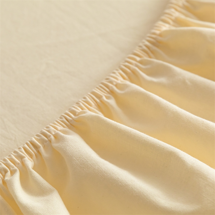 91家纺网 家纺一手货源 找家纺 蓝巢 2022新款全棉色织水洗棉单床笠 奶黄