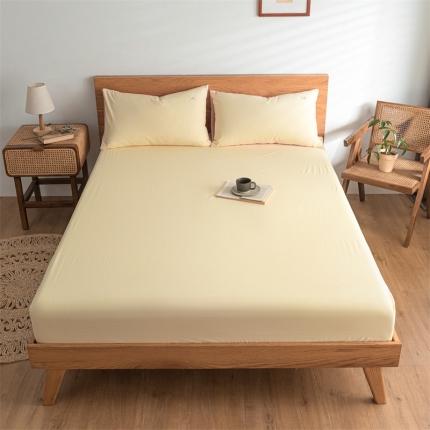 蓝巢 2022新款全棉色织水洗棉单床笠 奶黄