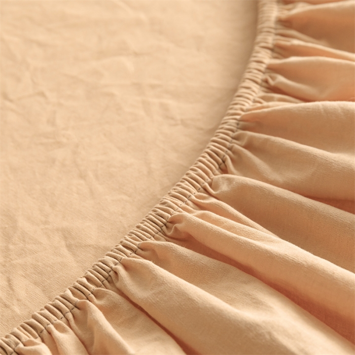 91家纺网 家纺一手货源 找家纺 蓝巢 2022新款全棉色织水洗棉单床笠 南瓜橘