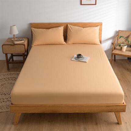 蓝巢 2022新款全棉色织水洗棉单床笠 南瓜橘