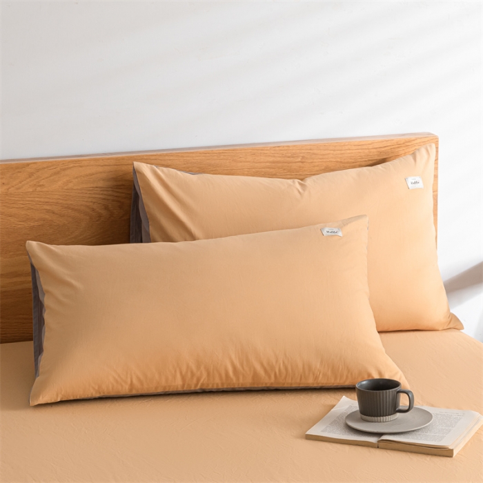 91家纺网 家纺一手货源 找家纺 蓝巢 2022新款全棉色织水洗棉单床笠 南瓜橘