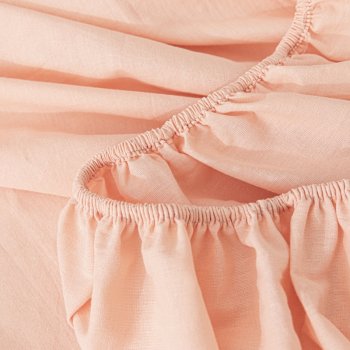 91家纺网 家纺一手货源 找家纺 蓝巢 2022新款全棉色织水洗棉单床笠 浅粉