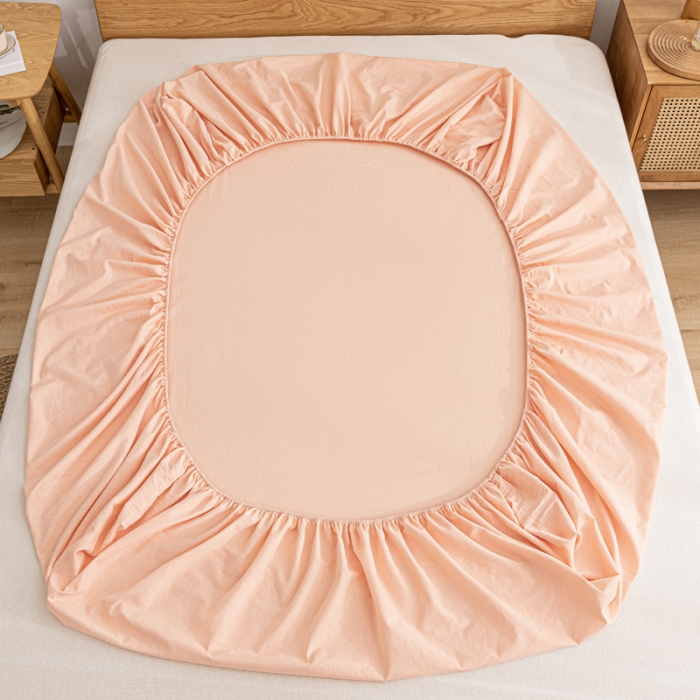 91家纺网 家纺一手货源 找家纺 蓝巢 2022新款全棉色织水洗棉单床笠 浅粉