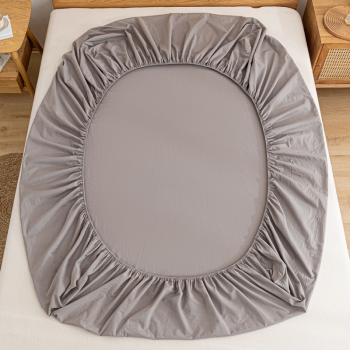 91家纺网 家纺一手货源 找家纺 蓝巢 2022新款全棉色织水洗棉单床笠 浅灰