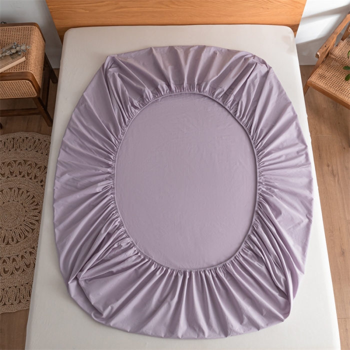 91家纺网 家纺一手货源 找家纺 蓝巢 2022新款全棉色织水洗棉单床笠 浅紫