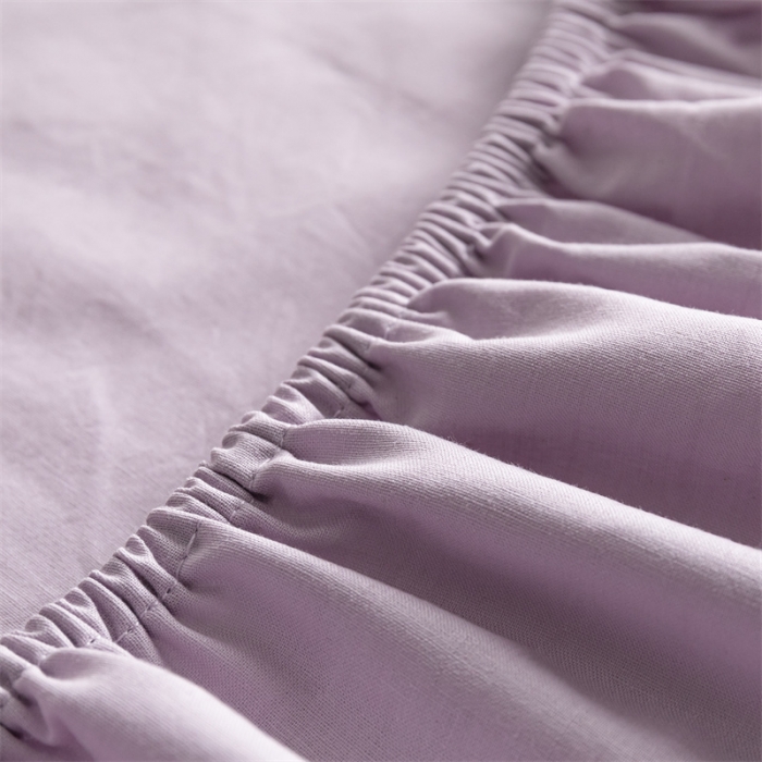 91家纺网 家纺一手货源 找家纺 蓝巢 2022新款全棉色织水洗棉单床笠 浅紫