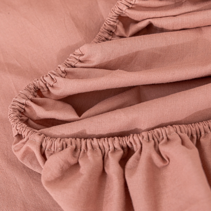 91家纺网 家纺一手货源 找家纺 蓝巢 2022新款全棉色织水洗棉单床笠 珊瑚红