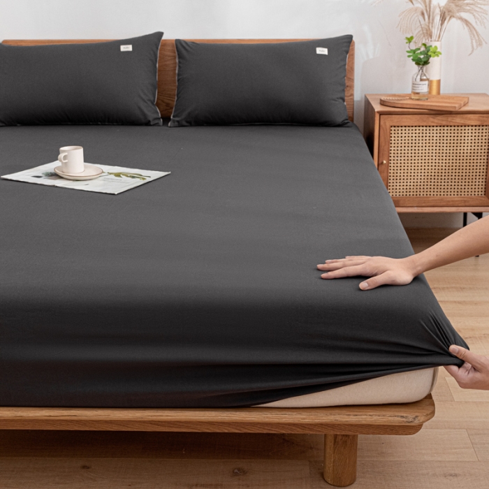 91家纺网 家纺一手货源 找家纺 蓝巢 2022新款全棉色织水洗棉单床笠 深灰