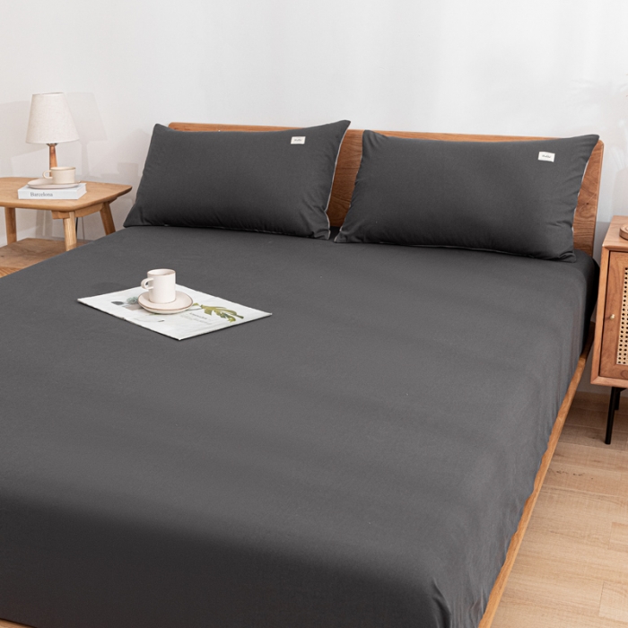 91家纺网 家纺一手货源 找家纺 蓝巢 2022新款全棉色织水洗棉单床笠 深灰