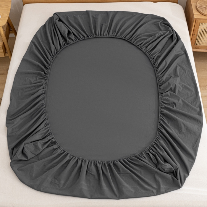 91家纺网 家纺一手货源 找家纺 蓝巢 2022新款全棉色织水洗棉单床笠 深灰