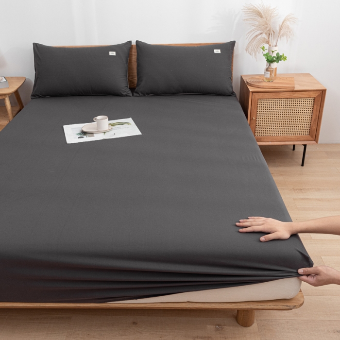 91家纺网 家纺一手货源 找家纺 蓝巢 2022新款全棉色织水洗棉单床笠 深灰