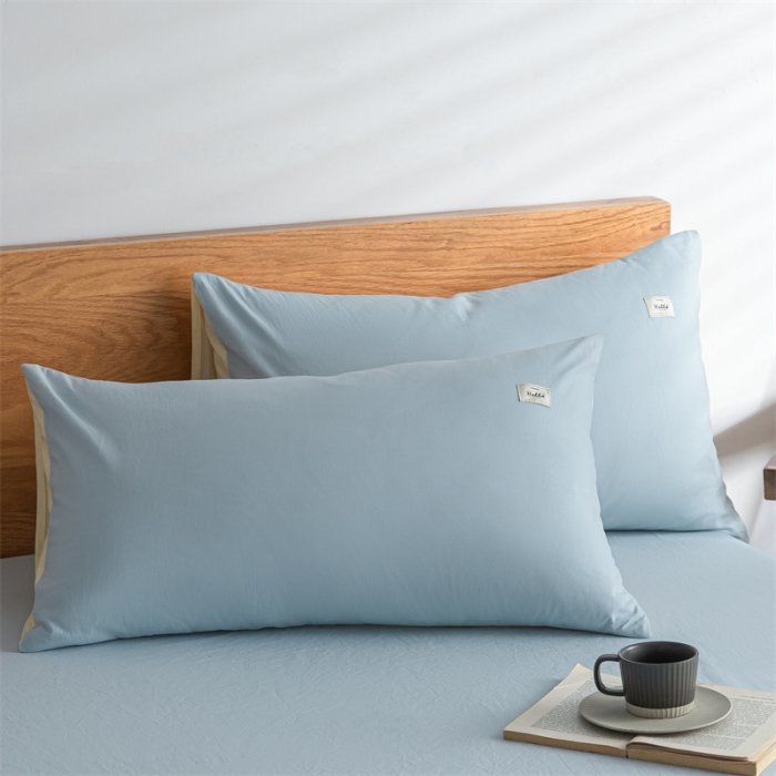 91家纺网 家纺一手货源 找家纺 蓝巢 2022新款全棉色织水洗棉单床笠 天空蓝