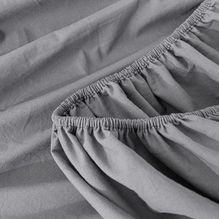 91家纺网 家纺一手货源 找家纺 蓝巢 2022新款全棉色织水洗棉单床笠 紫灰