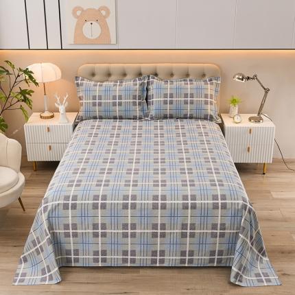 91家纺网 家纺一手货源 找家纺 润淳家居 2025新款全棉老粗布床单三件套 欢乐格-灰