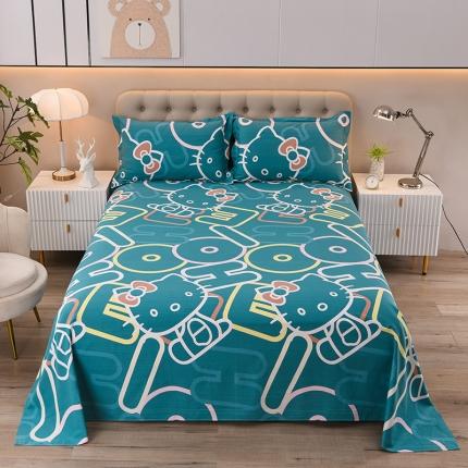 91家纺网 家纺一手货源 找家纺 润淳家居 2025新款全棉老粗布床单三件套 字母Kitty