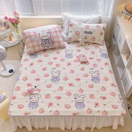 91家纺网 家纺一手货源 找家纺 顾里家纺 2022新款韩系ins印花凉感软席凉席-场景一 兔子蜜桃