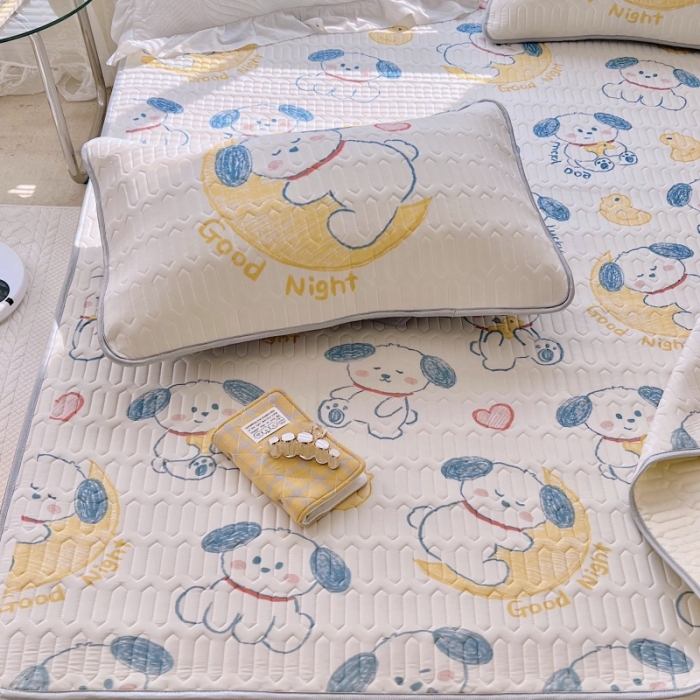 91家纺网 家纺一手货源 找家纺 顾里家纺 2022新款韩系ins印花凉感软席凉席-场景一 晚安小狗