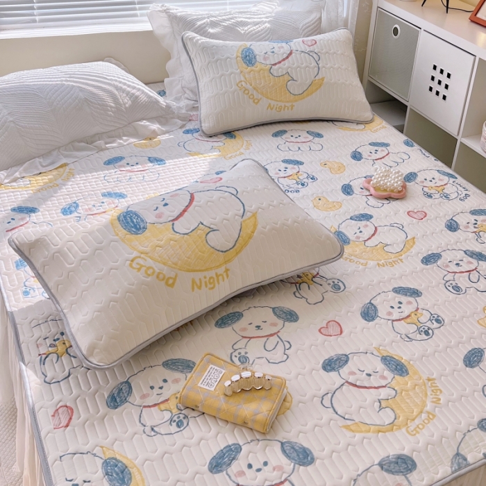 91家纺网 家纺一手货源 找家纺 顾里家纺 2022新款韩系ins印花凉感软席凉席-场景一 晚安小狗