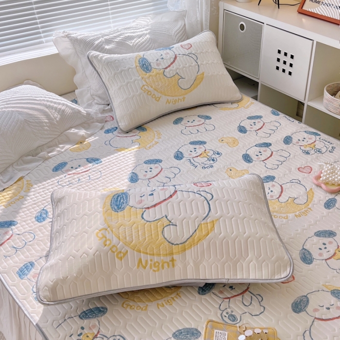 91家纺网 家纺一手货源 找家纺 顾里家纺 2022新款韩系ins印花凉感软席凉席-场景一 晚安小狗