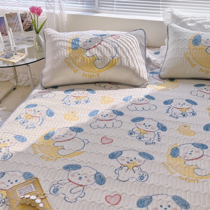 91家纺网 家纺一手货源 找家纺 顾里家纺 2022新款韩系ins印花凉感软席凉席-场景一 晚安小狗