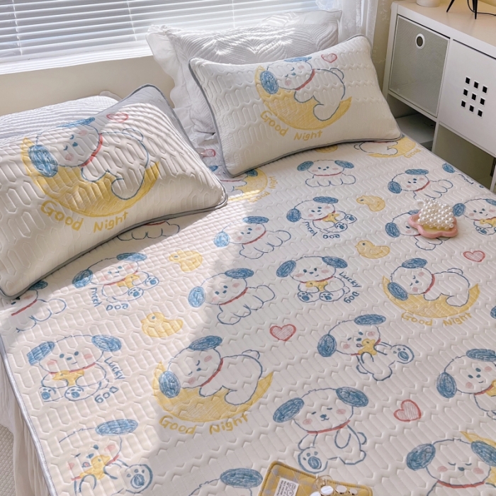 91家纺网 家纺一手货源 找家纺 顾里家纺 2022新款韩系ins印花凉感软席凉席-场景一 晚安小狗