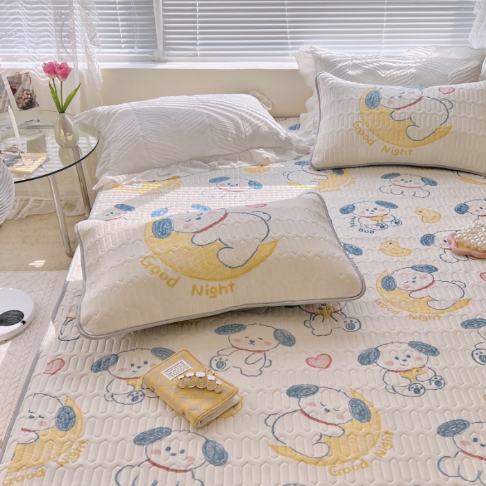 91家纺网 家纺一手货源 找家纺 顾里家纺 2022新款韩系ins印花凉感软席凉席-场景一 晚安小狗