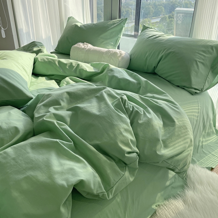 91家纺网 家纺一手货源 找家纺 千朵 2022新款全棉水洗棉四件套 垂柳绿