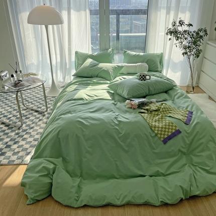 千朵 2022新款全棉水洗棉四件套 垂柳绿