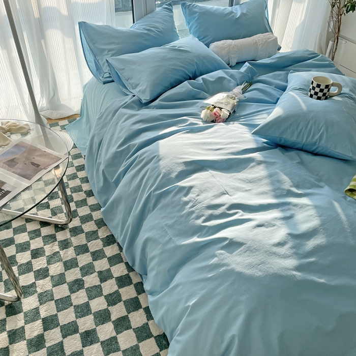 91家纺网 家纺一手货源 找家纺 千朵 2022新款全棉水洗棉四件套 潜水兰