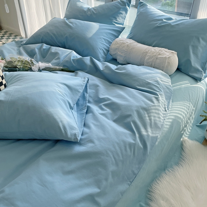 91家纺网 家纺一手货源 找家纺 千朵 2022新款全棉水洗棉四件套 潜水兰