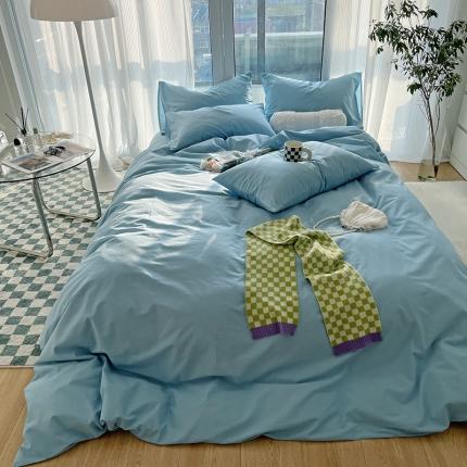 千朵 2022新款全棉水洗棉四件套 潜水兰