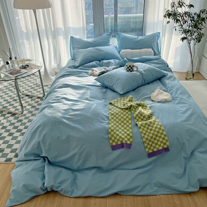 91家纺网 家纺一手货源 找家纺 千朵 2022新款全棉水洗棉四件套 潜水兰