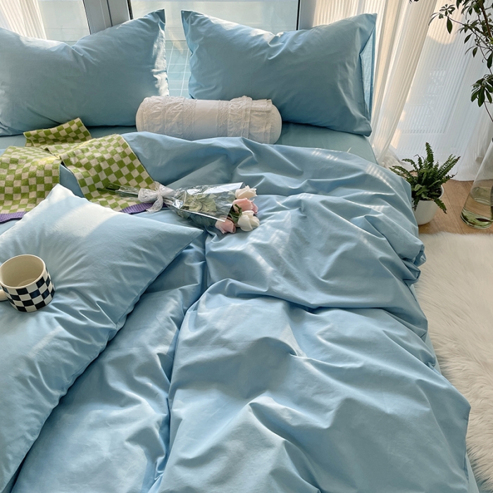 91家纺网 家纺一手货源 找家纺 千朵 2022新款全棉水洗棉四件套 潜水兰