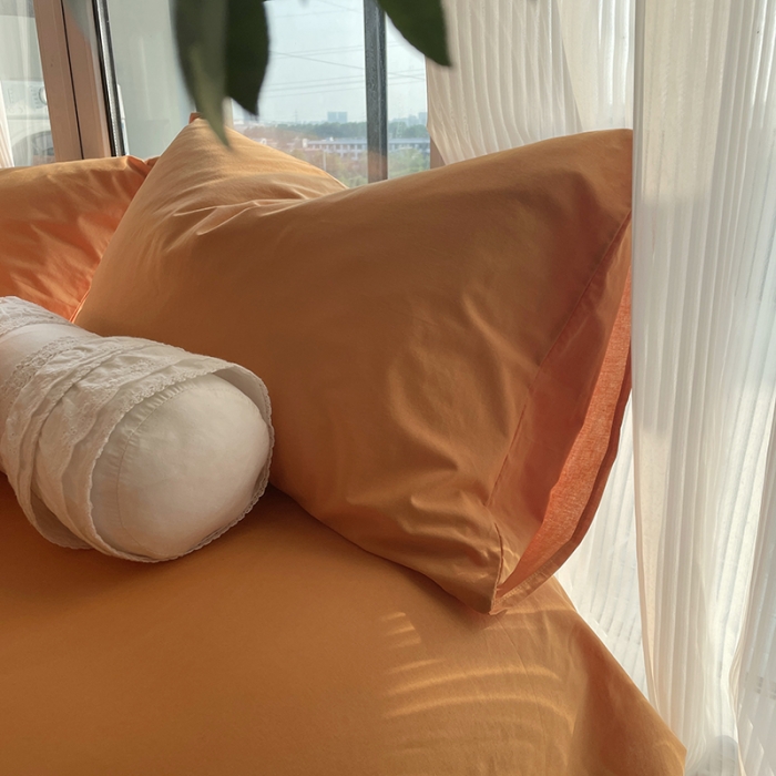 91家纺网 家纺一手货源 找家纺 千朵 2022新款全棉水洗棉四件套 云杉橙