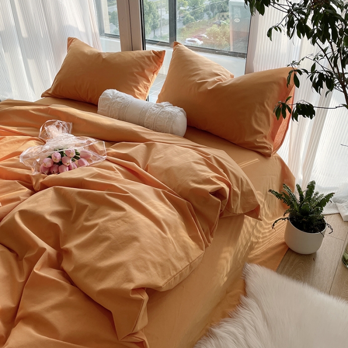 91家纺网 家纺一手货源 找家纺 千朵 2022新款全棉水洗棉四件套 云杉橙