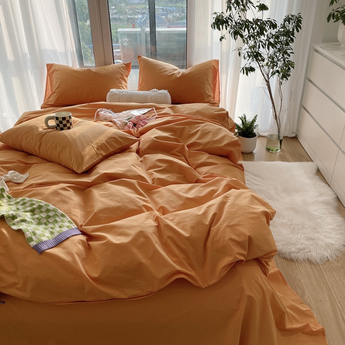 91家纺网 家纺一手货源 找家纺 千朵 2022新款全棉水洗棉四件套 云杉橙