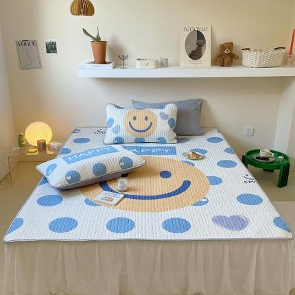 91家纺网 家纺一手货源 找家纺 顾里家纺 2022新款韩系凉感印花大版软席 开心笑脸