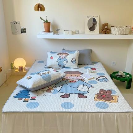 91家纺网 家纺一手货源 找家纺 顾里家纺 2022新款韩系凉感印花大版软席 可爱女孩