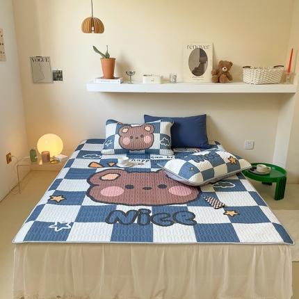 91家纺网 家纺一手货源 找家纺 顾里家纺 2022新款韩系凉感印花大版软席 奶思小熊