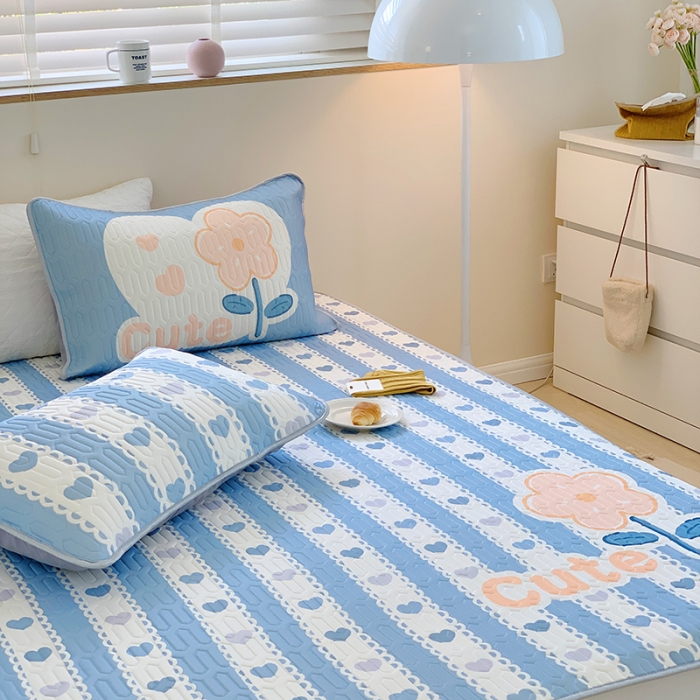 91家纺网 家纺一手货源 找家纺 顾里家纺 2022新款韩系凉感印花大版软席 爱心花花