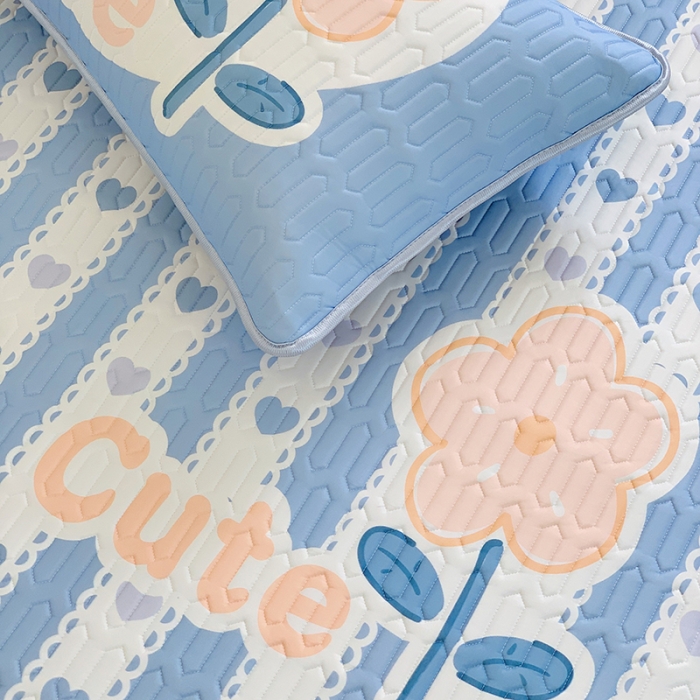 91家纺网 家纺一手货源 找家纺 顾里家纺 2022新款韩系凉感印花大版软席 爱心花花