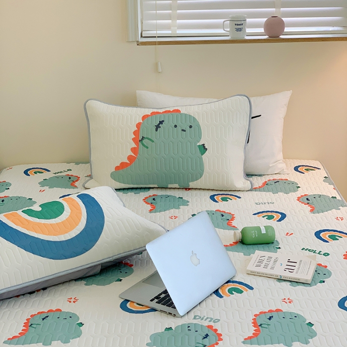 91家纺网 家纺一手货源 找家纺 顾里家纺 2022新款韩系凉感印花圆网软席 ins恐龙