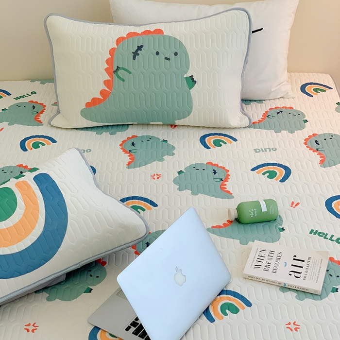 91家纺网 家纺一手货源 找家纺 顾里家纺 2022新款韩系凉感印花圆网软席 ins恐龙