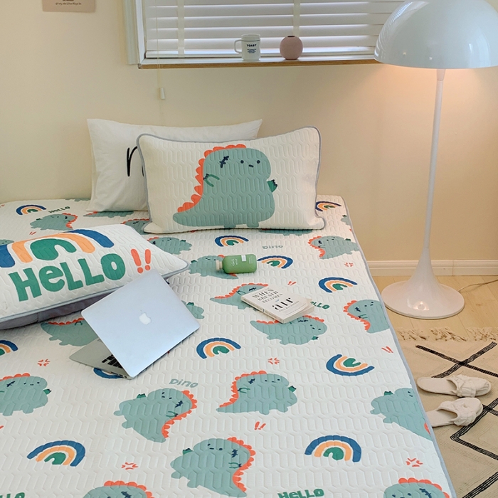 91家纺网 家纺一手货源 找家纺 顾里家纺 2022新款韩系凉感印花圆网软席 ins恐龙