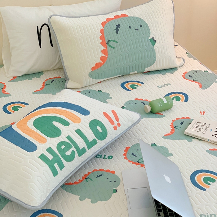 91家纺网 家纺一手货源 找家纺 顾里家纺 2022新款韩系凉感印花圆网软席 ins恐龙