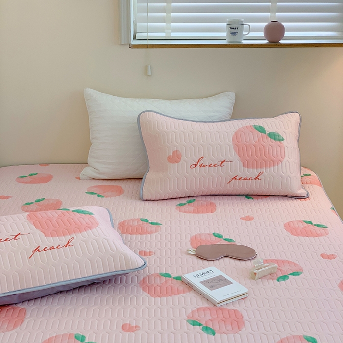 91家纺网 家纺一手货源 找家纺 顾里家纺 2022新款韩系凉感印花圆网软席 粉心桃桃