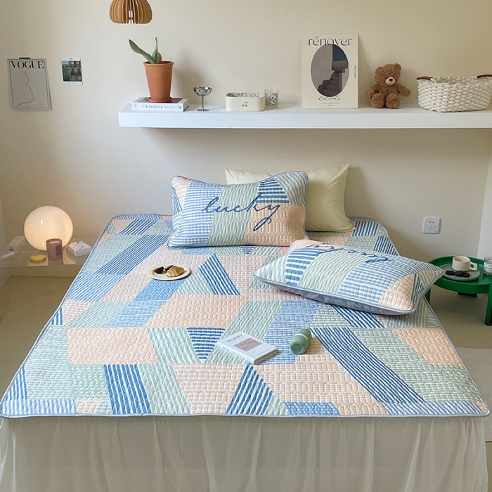 91家纺网 家纺一手货源 找家纺 顾里家纺 2022新款韩系凉感印花圆网软席 几何空间