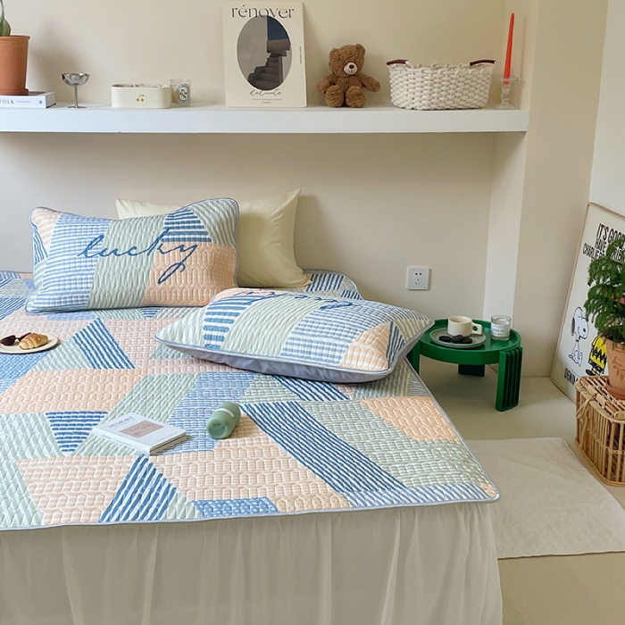 91家纺网 家纺一手货源 找家纺 顾里家纺 2022新款韩系凉感印花圆网软席 几何空间